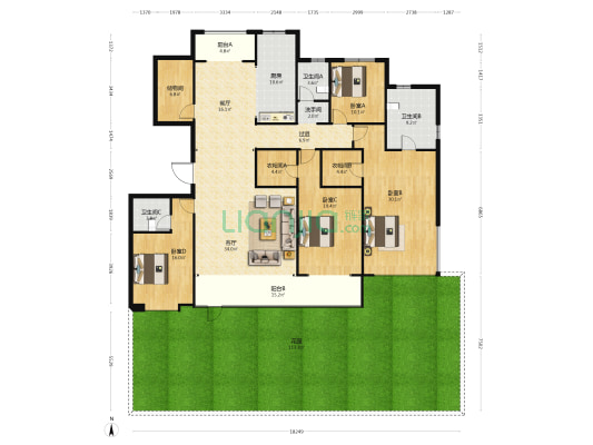 天正凤麟东院和玺 4室2厅4卫 248平方