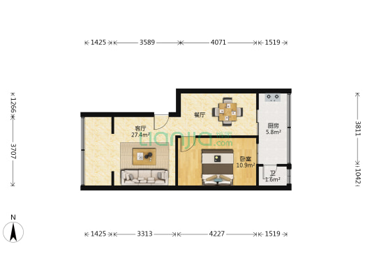 佴家湾197号 1室1厅1卫 47平方
