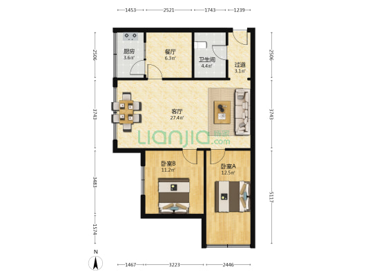 振兴小区（和平路/牟家庄） 2室2厅1卫 83平方