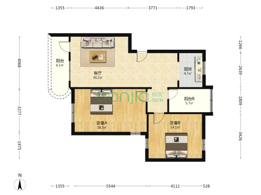 康怡路 2室1厅0卫 90平方