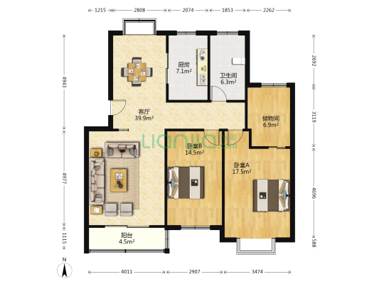 健康新村 2室1厅1卫 118平方