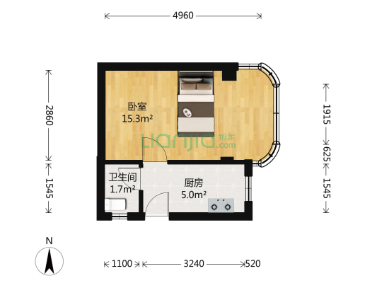 石码正巷95号 1室0厅1卫 33平方
