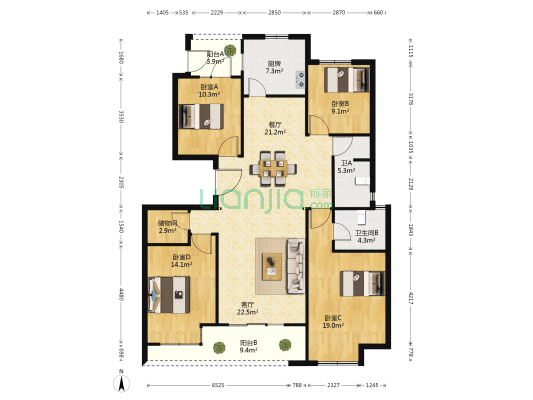 翡翠华庭 4室2厅2卫 157平方
