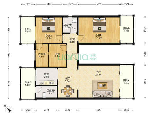 小关庙街33号 3室2厅2卫 156平方