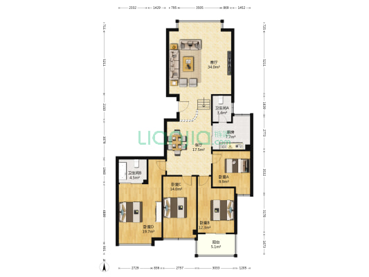 朝阳欣园 4室2厅2卫 150平方