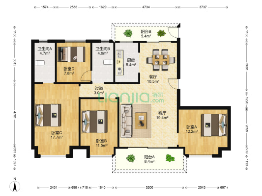 碧桂园崇德府 4室2厅2卫 145平方