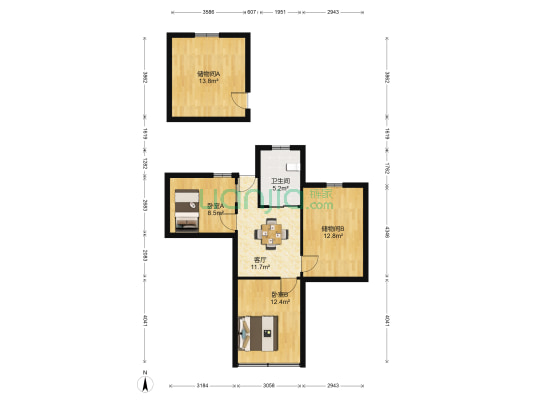 东大街 2室1厅1卫 93平方