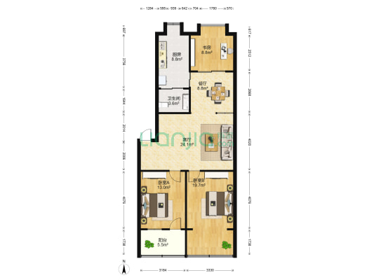 省农机研究所宿舍 3室2厅1卫 104平方