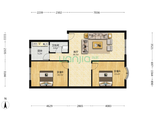 广场路58号 2室1厅1卫 86平方