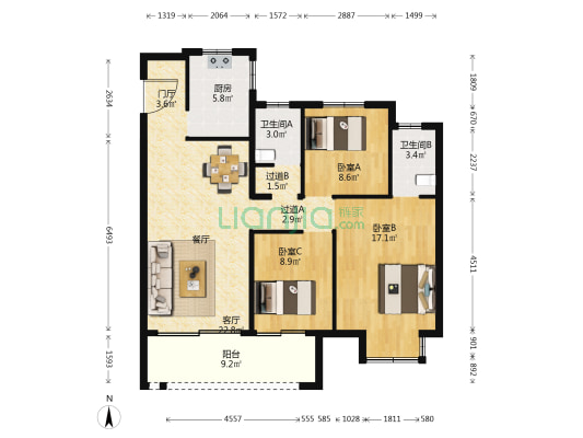 美的中骏雍景湾 3室1厅2卫 116平方