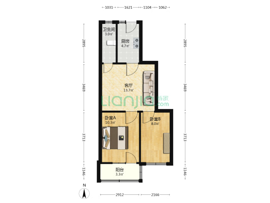 淮河路490号 2室1厅1卫 52平方