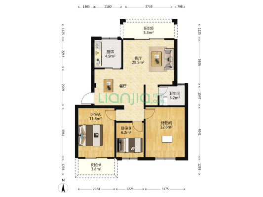 福州文山里小区 2室1厅1卫 90平方