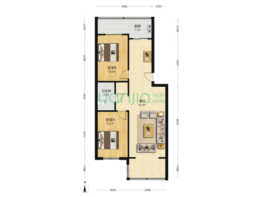 检察院宿舍（南关） 2室1厅1卫 97平方