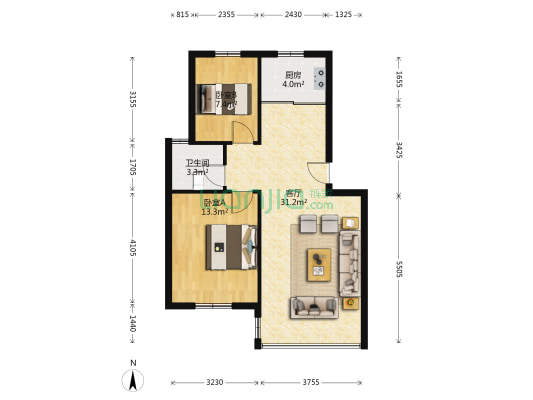 康居小区 2室1厅1卫 70平方