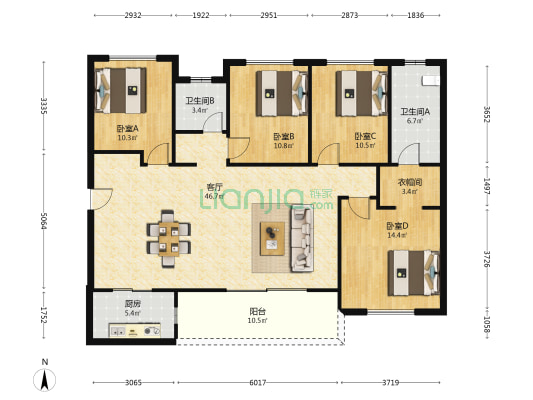 保利时代云汀 4室1厅2卫 147平方