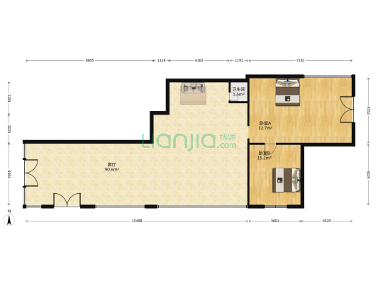 长白街456号 2室1厅1卫 208平方