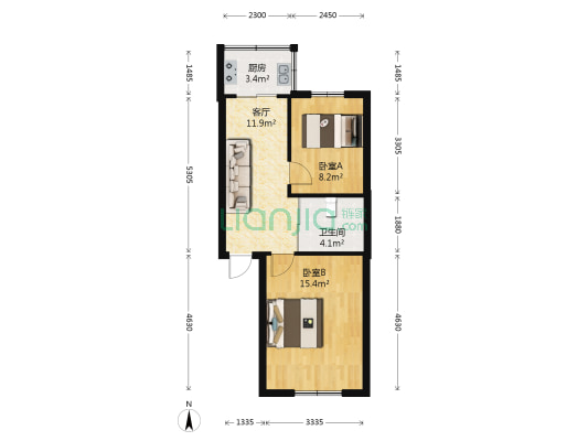 澎湖林苑 2室1厅1卫 56平方