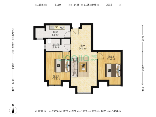 新华联世家 2室1厅1卫 85平方
