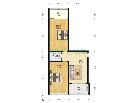 学生城住宅 2室1厅1卫 100平方