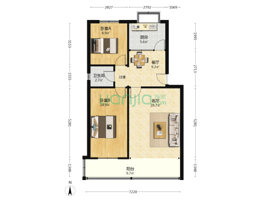 计生局家属院 2室2厅1卫 88平方