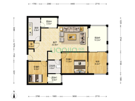 泰基南棠 3室1厅1卫 89平方