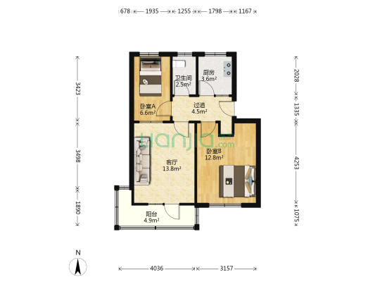 梅山灯光球场小区 2室1厅1卫 63平方