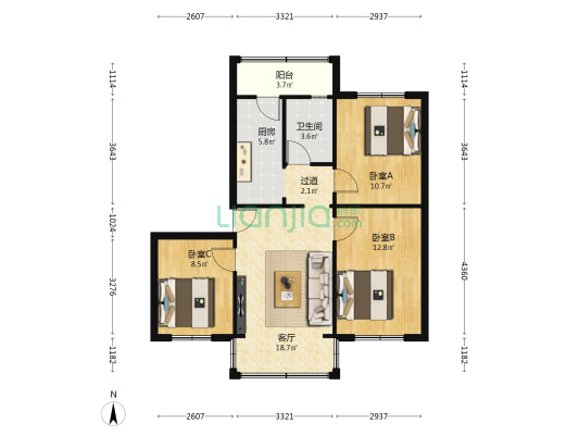 武侯祠大街11号 3室1厅1卫 76平方