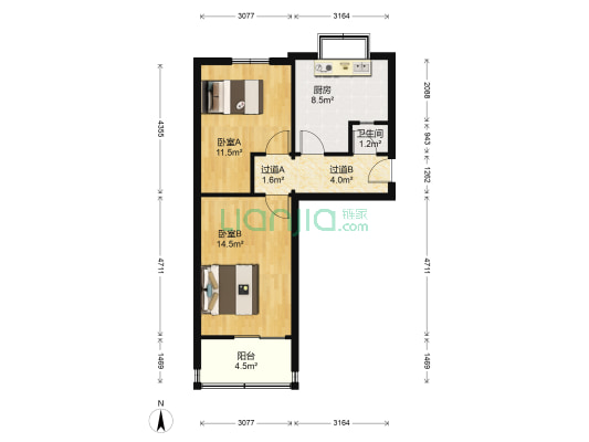 吉尔南苑 2室0厅1卫 58平方