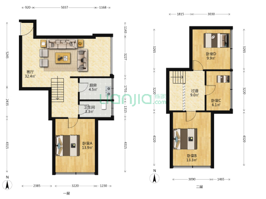 普陀路154号 4室1厅1卫 105平方