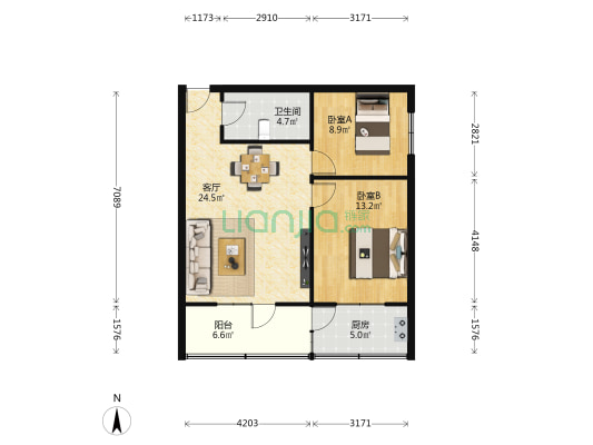兰州印刷厂家属院 2室1厅1卫 60平方