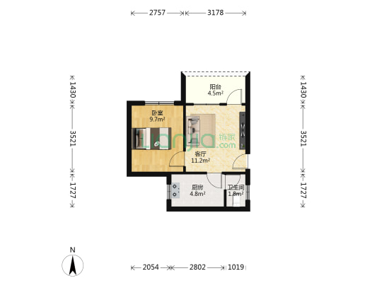 朱紫巷4号 1室1厅1卫 40平方