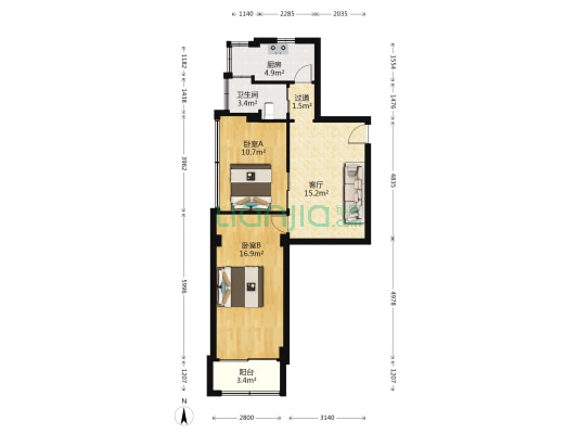 积庆社区 2室1厅1卫 76平方