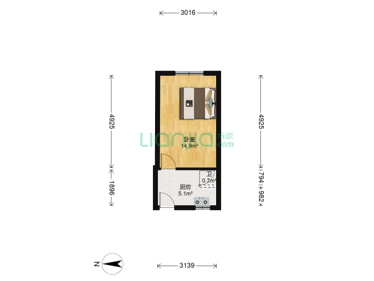 中原宿舍 1室0厅1卫 28平方