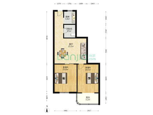 南泰公寓 2室1厅1卫 89平方