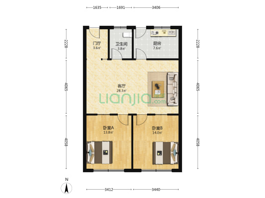 宝艺商苑 2室1厅1卫 92平方