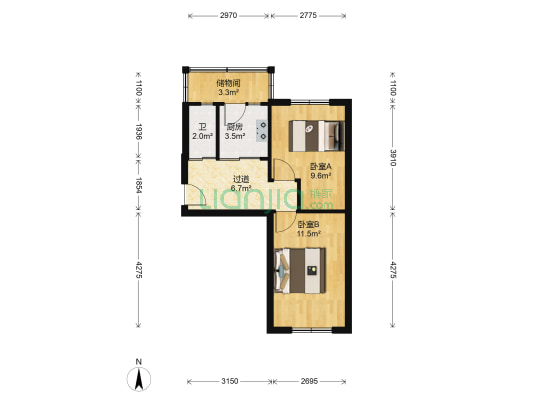军转办 2室0厅1卫 54平方