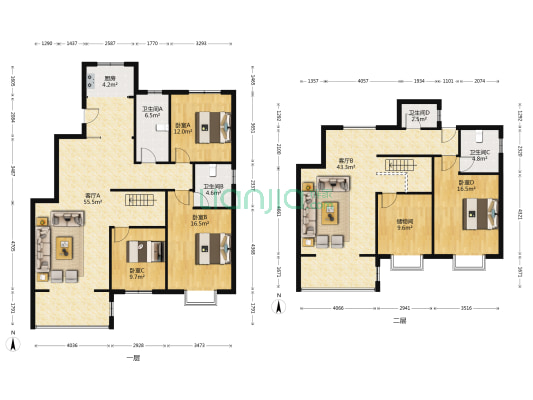 乐嘉名苑 4室2厅4卫 235平方