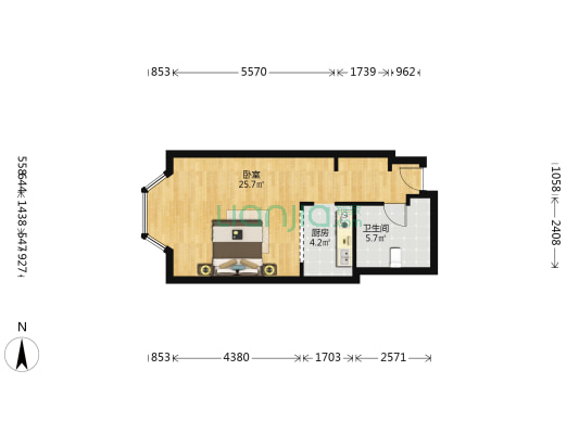 新虹桥时代公馆 1室0厅1卫 58平方