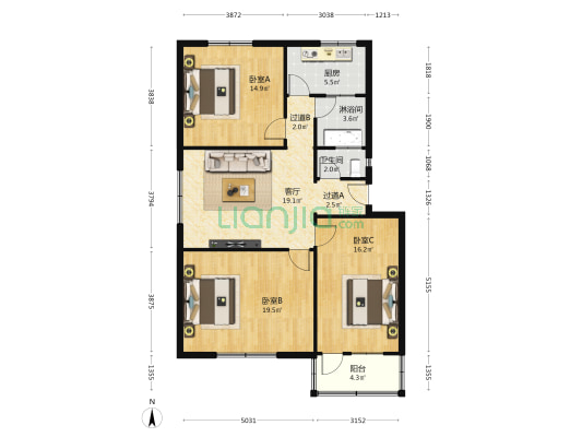 水泵厂家属院 3室1厅2卫 109平方
