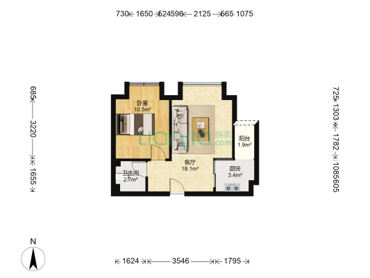 筑梦庭 1室1厅1卫 50平方