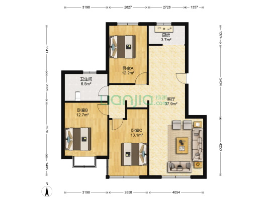 鲁鑫·锦绣豪庭 3室1厅1卫 115平方
