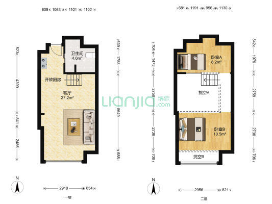 中粮大悦城 2室1厅1卫 52平方