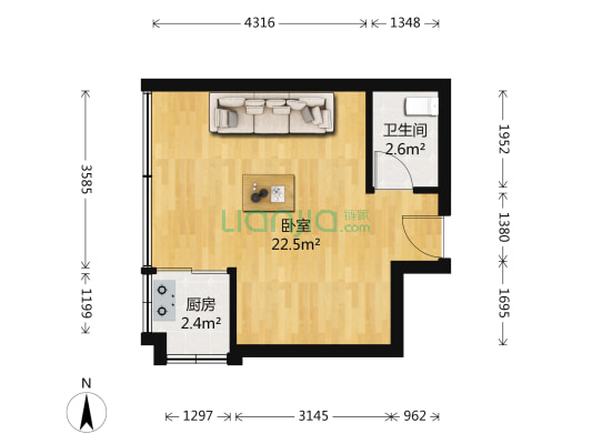 甘肃宏远 1室0厅1卫 36平方
