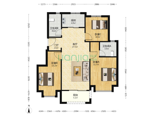 太湖金茂逸墅 3室1厅2卫 112平方