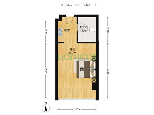 苏宁生活广场  雅悦 1室0厅1卫 47平方