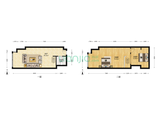 汇源•置地广场 2室1厅1卫 52平方