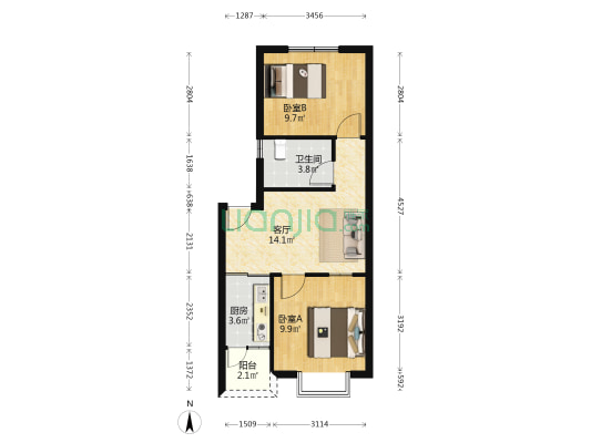 商城锦苑 2室1厅1卫 56平方