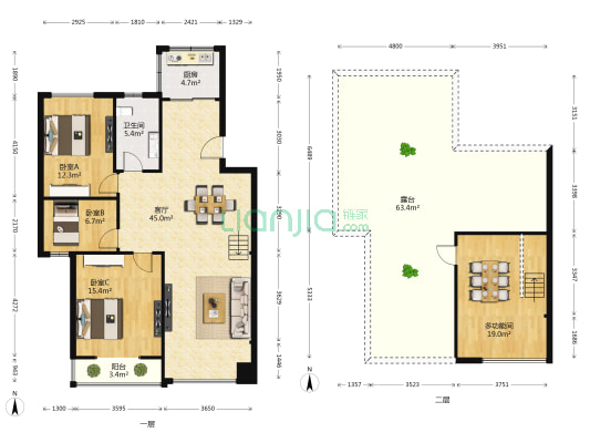 永通国际商业街一期 4室1厅1卫 89平方