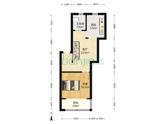 杨泰三村 1室1厅1卫 49平方