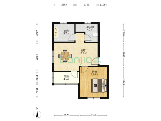 金顺佳苑 1室1厅1卫 56平方